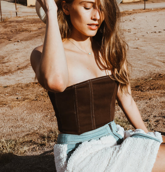 BROWN DENIM TOP